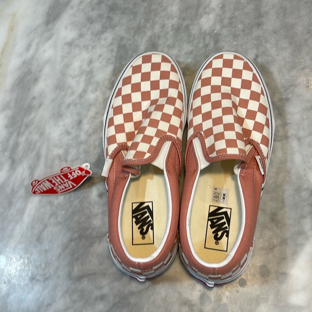 Pink Checkered Vans Slip-On Pink Womens 9.5 Men’s 8